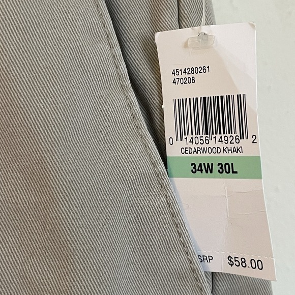 Izod Men's Flat Front Pants 34 x 30 Straight Fit Cedarwood Khaki NWT - Picture 4 of 12